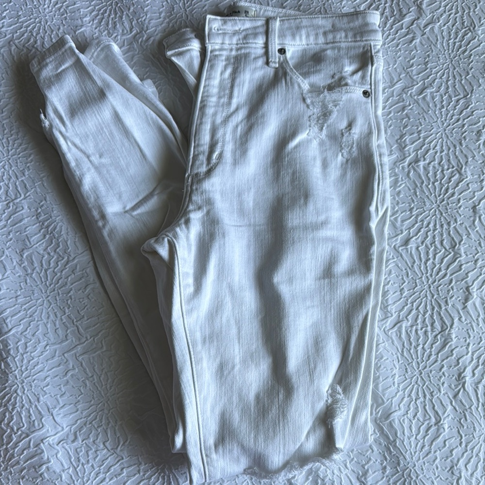 A&F Super Skinny High Rise White Jeans